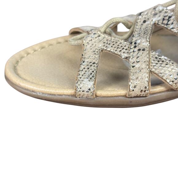 Naturalizer N5 Comfort Whimsy Golden Snakeskin Gladiator Sandals Shoes Flats 11 - Picture 5 of 16